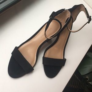 Black suede strappy heels